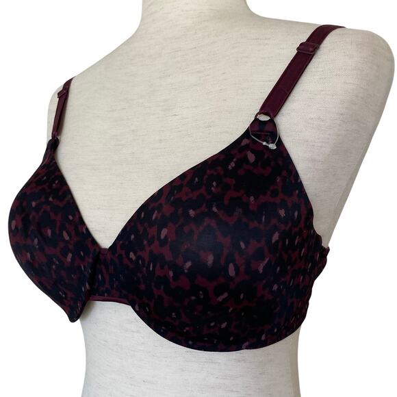 WARNERS ALL YOU NEED NWOT T Shirt Bra Purple Animal Print Size 38B Adjustable - Picture 1 of 4